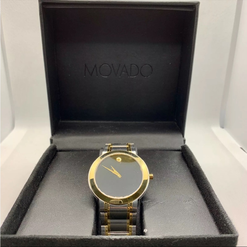 Movado Stiri Men's Two-Tone Gold Swiss Quartz Slim Watch 0606950  new battery
